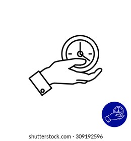 Icon of man hand holding clock