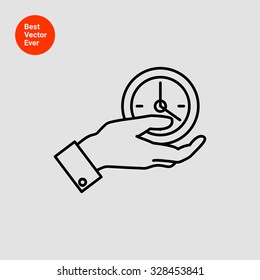 Icon of man hand holding clock