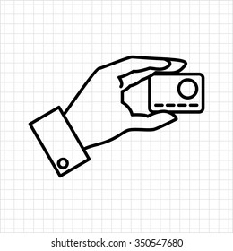 Icon of man hand holding credit card