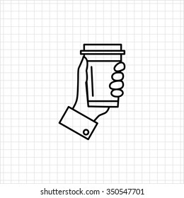Icon of man hand holding disposable coffee cup