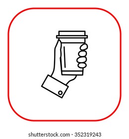 Icon of man hand holding disposable coffee cup