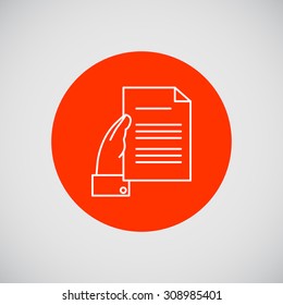 Icon of man hand holding document