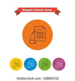 Icon of man hand holding document