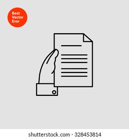 Icon of man hand holding document