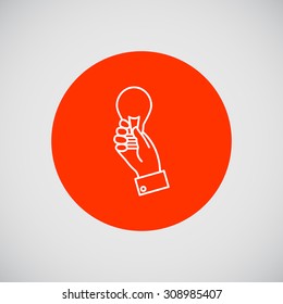 Icon of man hand holding lightbulb