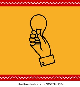 Icon of man hand holding lightbulb