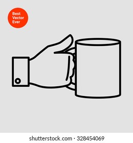 Icon of man hand holding mug