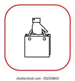 Icon Of Man Hand Holding Shopping Bag