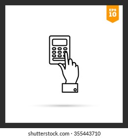 Icon of man hand pressing ATM keypad