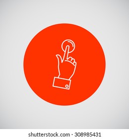 Icon of man hand pressing button