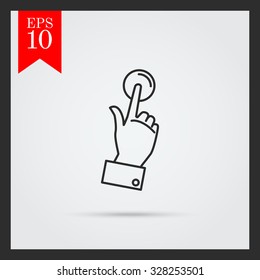 Icon of man hand pressing button