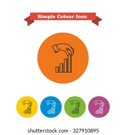 Icon of man hand putting last element of bar chart