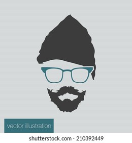 Icon man in a headdress hat, mustache, vector