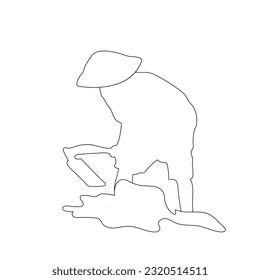 icon of a man hoeing vector illustration design