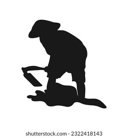 icon of a man hoeing vector illustration design