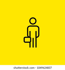 Icon of man holding briefcase. Suitcase, businessman, traveler. Portfolio concept. Can be used for topics like business, traveling, portfolio.