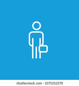 Icon of man holding briefcase. Suitcase, businessman, traveler. Portfolio concept. Can be used for topics like business, traveling, portfolio.