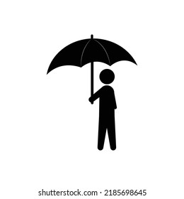 Symbol eines Mannes, der einen Regenschirm hält