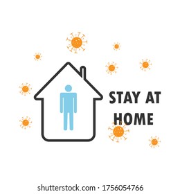 icon of a man at home, stay at home, protect yourself from a pandemic, from viruses, bacteria, vector illustration
