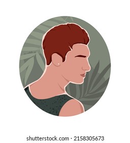 Icon with man and leaves. Hand drawn illustration for modern design.
