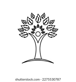 icon of man, leaves, nature, eco, vector illustration