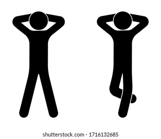 icon of a man lying in different poses. Sea tour, summer tan. Isolated vector on white background