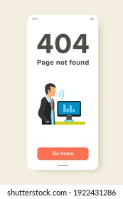 Icon of man managing computer via voice control. Speech recognition program, smart control, voice recording. Smart home concept. Can be used for topics like technology, communication, application