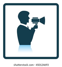 Icon of Man with mouthpiece. Shadow reflection design. Vector illustration.