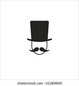 Icon of man with mustache and zylinder, top hat or topper