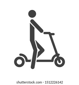 Icon man on scooter. Vector on a white background.