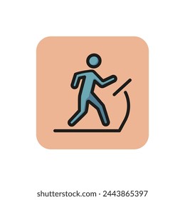 Icon of man on treadmill. Cardio, running machine, gym. Activity concept. Can be used for topics like sport, fitness, healthy lifestyle.