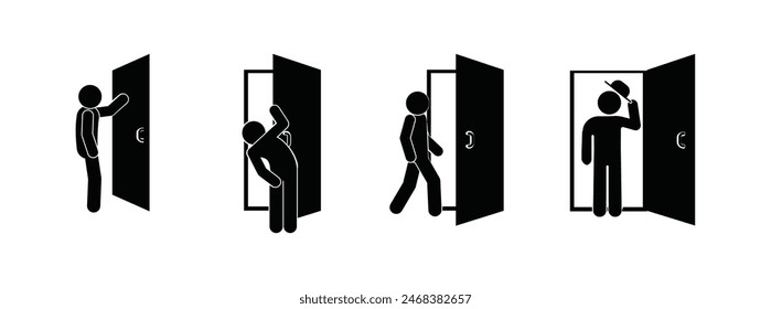 icon man passing through the door, exit symbol