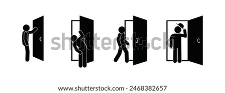 icon man passing through the door, exit symbol