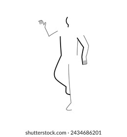 Icon of man with raised hand isolated on white