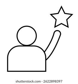 Hombre del icono que alcanza para una estrella en un Vector de fondo blanco
Icono de Vector
