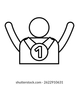 Icon man rejoices with a medal for 1rd place on a white background vector
Vector icon