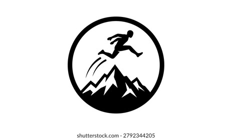 Icon of a man running on mountains