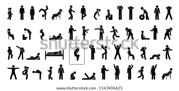 Icon Man Set Pictograms People Stick Stock Vector (Royalty Free ...