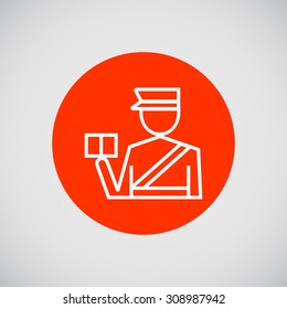 Icon of man silhouette of border control service officer with passport