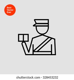 Icon of man silhouette of border control service officer with passport