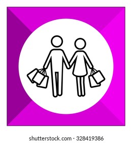 Icon of man and womanÃ¢??s silhouette carrying shopping bags