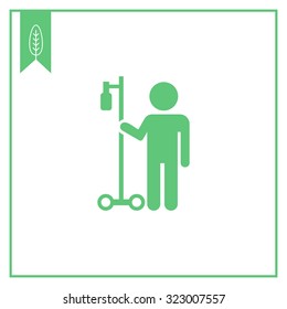 Icon of man silhouette with drip bulb on stand