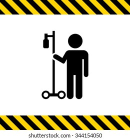 Icon of man silhouette with drip bulb on stand