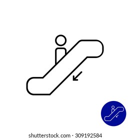 Icon of man silhouette moving down on escalator