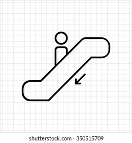 Icon of man silhouette moving down on escalator