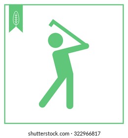 Icon of man silhouette playing golf