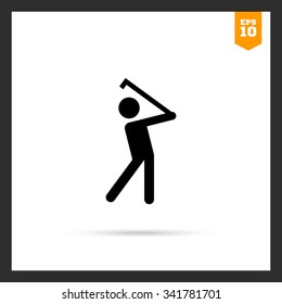 Icon of man silhouette playing golf