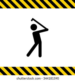 Icon of man silhouette playing golf