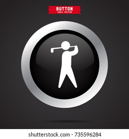 Icon of man silhouette playing golf