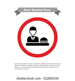 Icon of man silhouette sitting at table with cloche